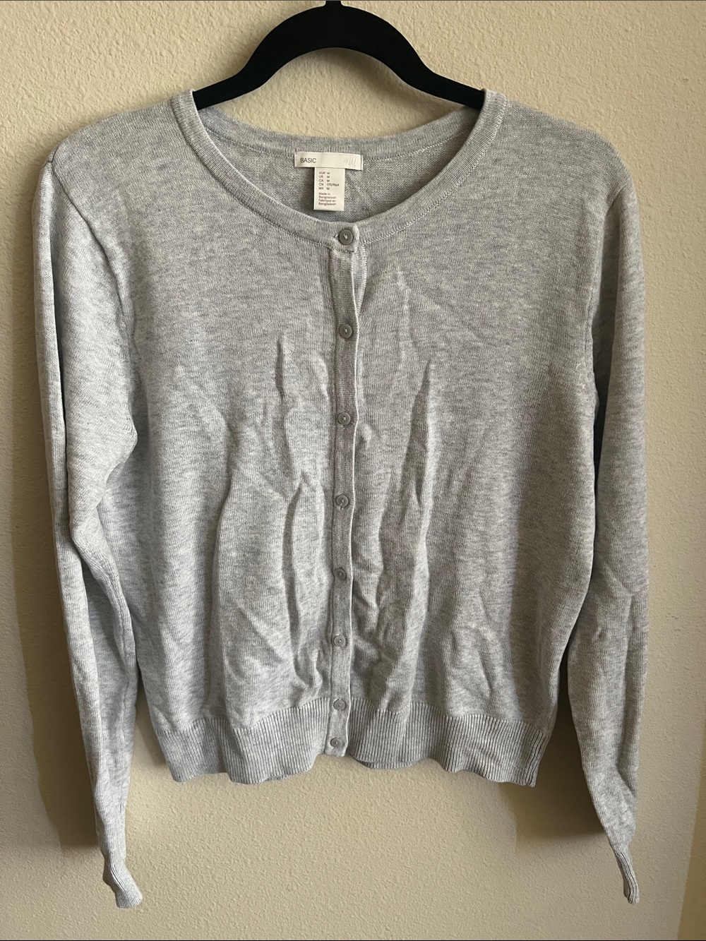 H&M Light Gray Crewneck Button Cardigan
